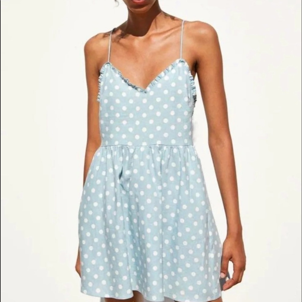 ZARA dress blue white dot
